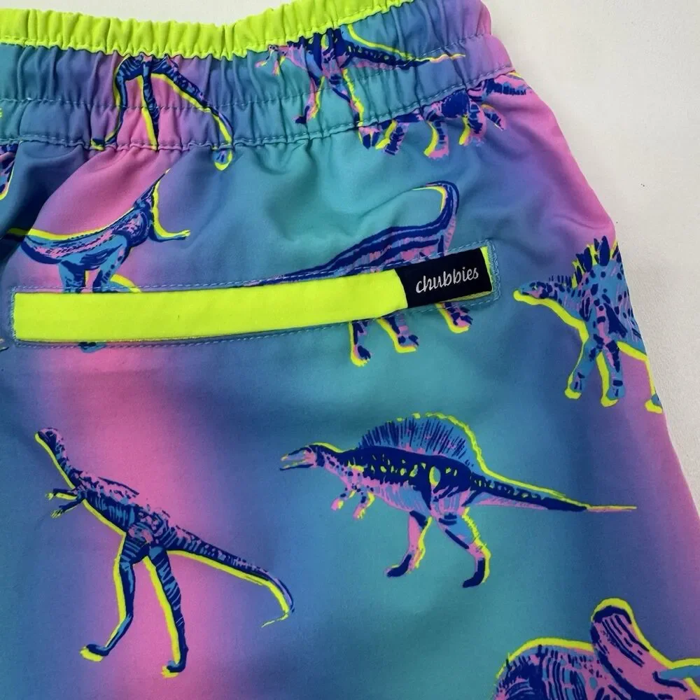 Chubbies Swim Trunks Mens 5.5 Inch Blue Pink Dino Brief Mesh Liner Small - Picture 7 of 9